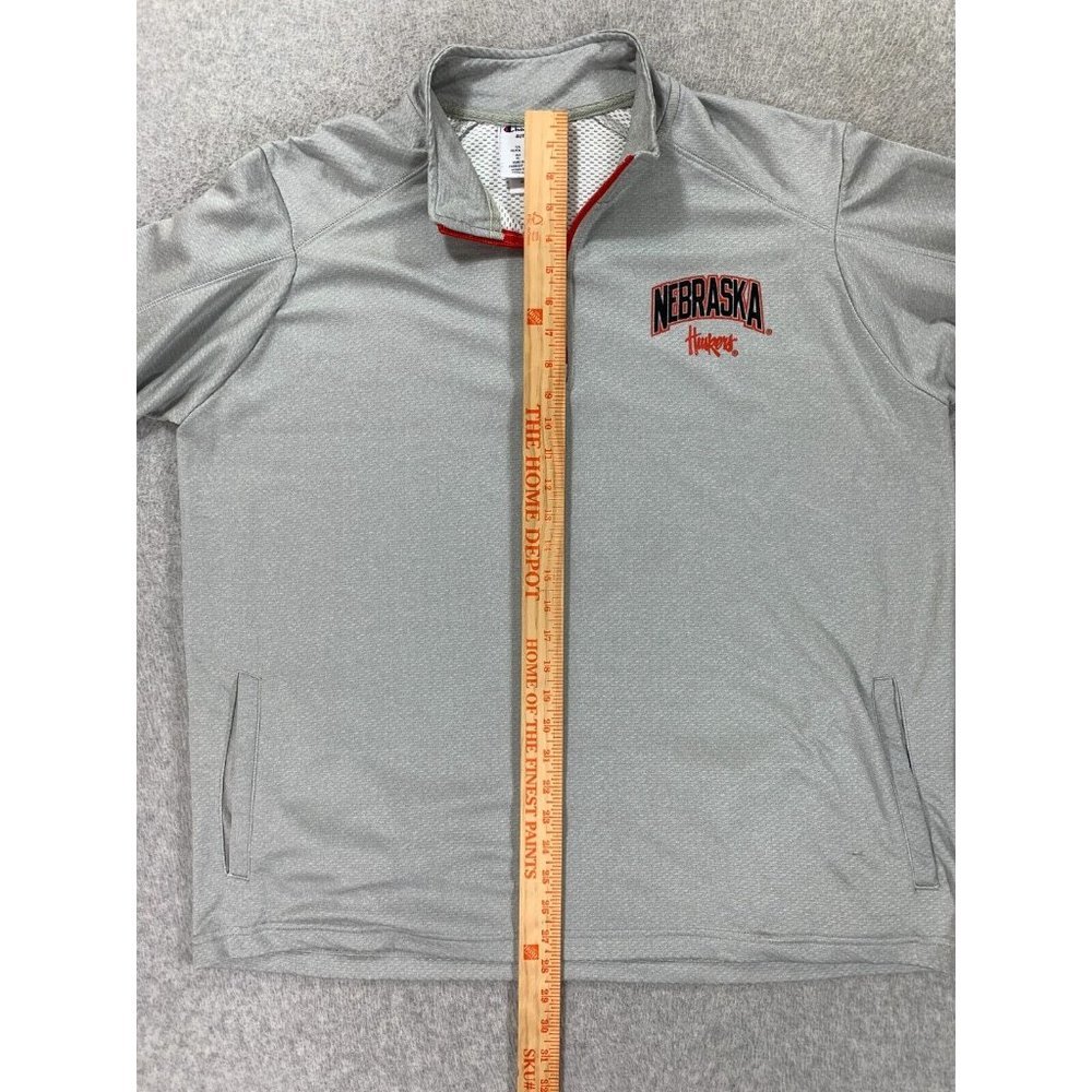 Nebraska Cornhuskers Champion 1/4 Zip Pullover (Men's XL) Gray - Picture 9 of 12